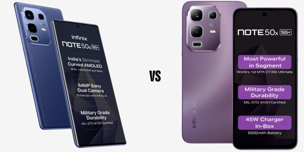 INfinix note 50x 5g vs note 50s 5g+ specs comparision